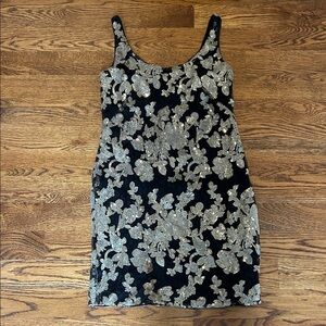 NWT Lauren Ralph Lauren evening  gold black sequin mini dress size 10